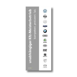 Hissfahne "KFZ-Meisterbetrieb Mehrmarken" — Top 12 | hellgrau | Top 12
