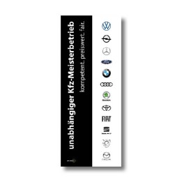 Hissfahne "KFZ-Meisterbetrieb Mehrmarken" — Top 12 | schwarz | Top 12