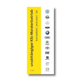 Hissfahne "KFZ-Meisterbetrieb Mehrmarken" — Top 12 | gelb (1a) | Top 12