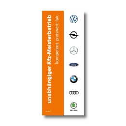 Hissfahne "KFZ-Meisterbetrieb Mehrmarken" — Top 7 | orange | Top 12